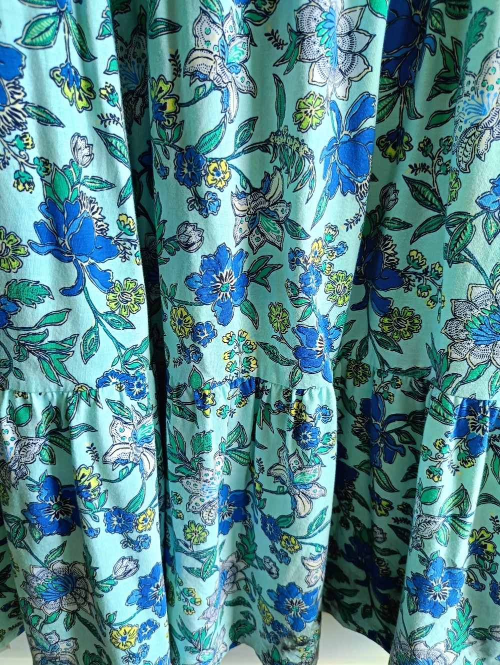 L🍀Blue Floral Tiered Maxi Skirt - Picture 6 of 8